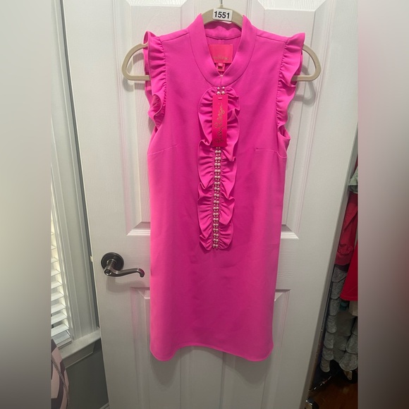 Lilly Pulitzer Pink Ruffled Sheath Dress retail $188 NWT - Picture 3 of 15